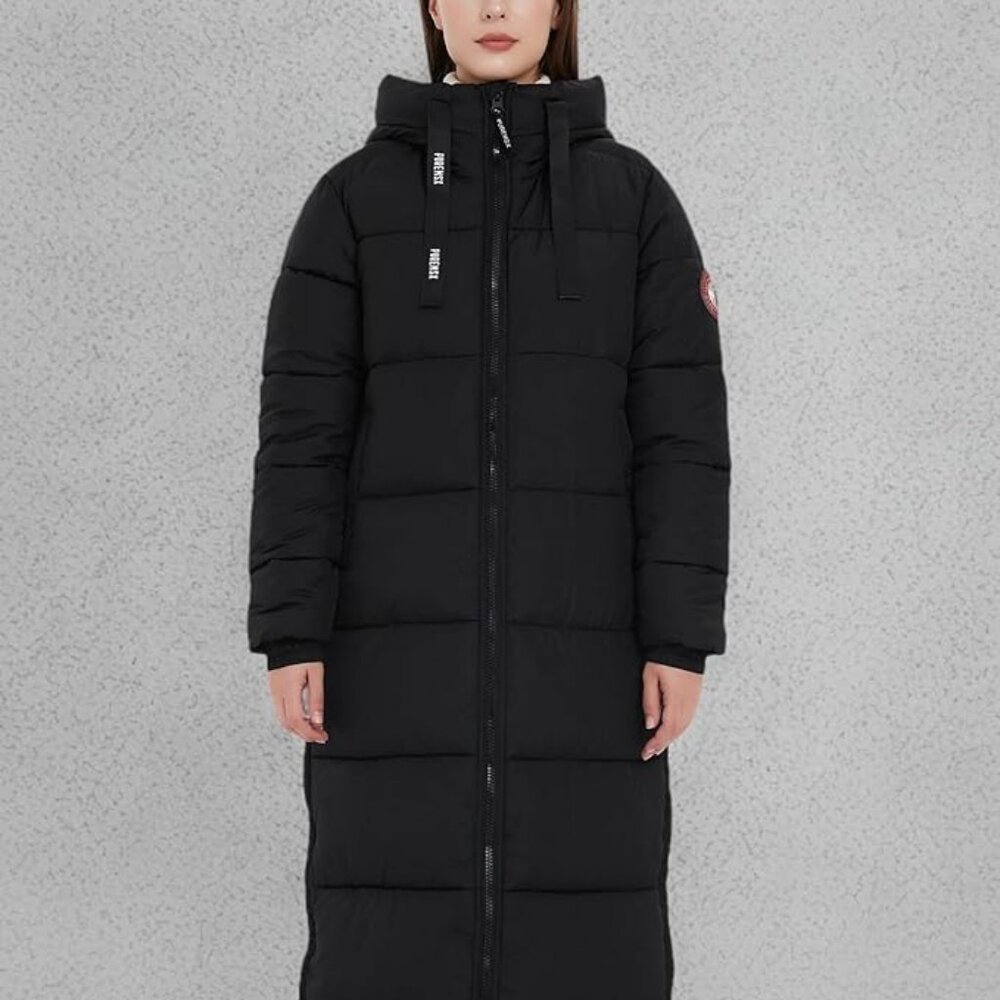 Womens Long Black Puffer Coat - Vegan Down Filling - Sz Large - Brand New in Box
